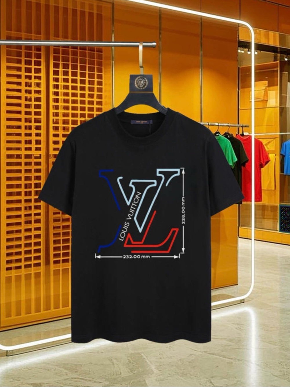 Louis Vuitton Black Short-Sleeve Tee with Tricolor LV Graphic
